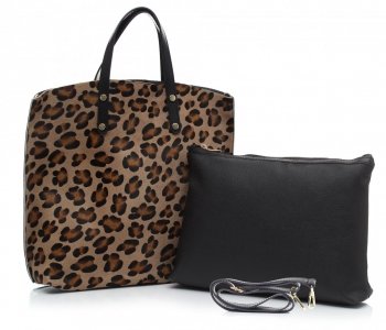 Kožené kabelka shopper bag Genuine Leather čierna 806576