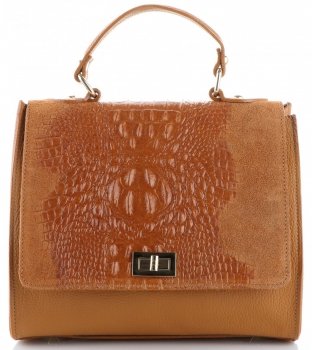 Kožené kabelka kufrík Genuine Leather ryšavá 295