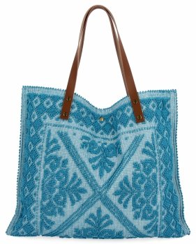 Talianska Kabelka Shopper Bag v Módnych Vzoroch 5887 Modrá