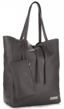 Kožené kabelka shopper bag Vittoria Gotti šedá V775