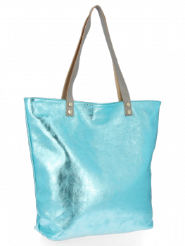 Kožené kabelka shopper bag Vittoria Gotti tyrkysová B24