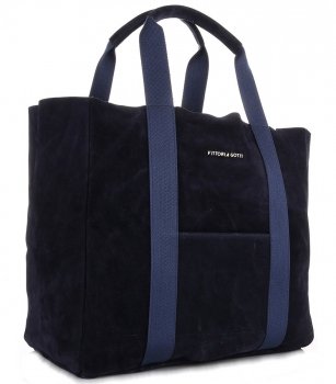 Kožené kabelka shopper bag Vittoria Gotti tmavo modrá V8252