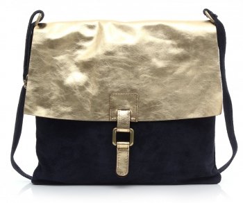 Kožené kabelka listonoška Genuine Leather 50723 tmavo modrá