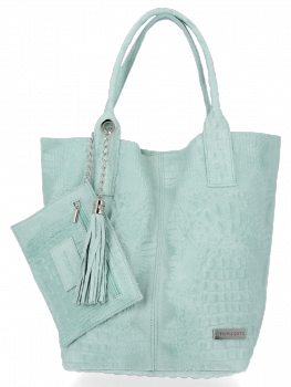 Kožené kabelka shopper bag Vittoria Gotti mätová B23