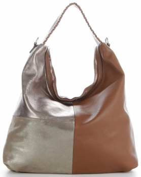 Kožené kabelka shopper bag Genuine Leather 5521 ryšavá