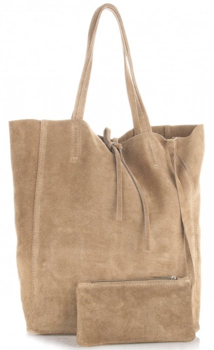 Kožené kabelka shopper bag Vera Pelle tmavě béžová 601