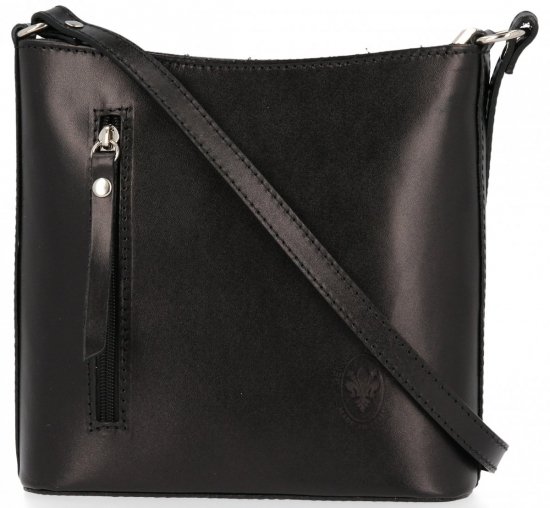 Kožené kabelka listonoška Genuine Leather černá 6002