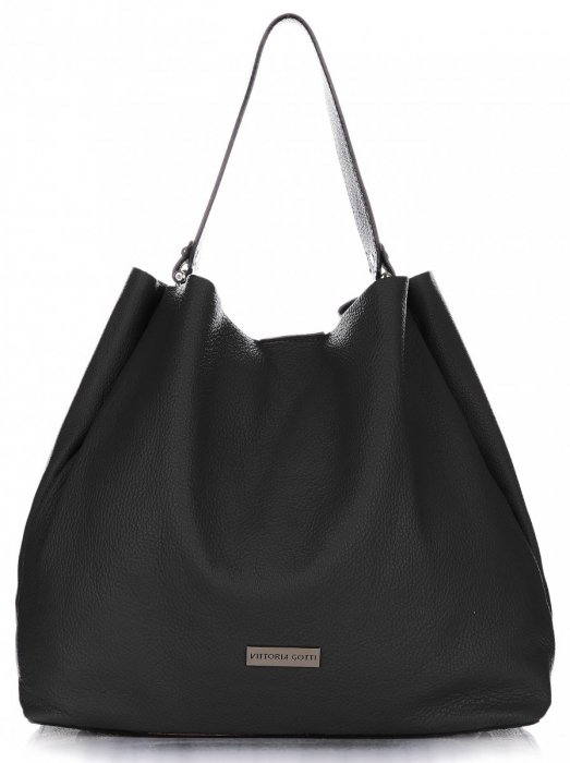Kožené kabelka shopper bag Vittoria Gotti černá V230