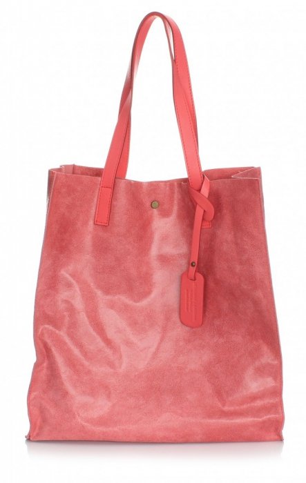 Kožená kabelka Shopper Bags kosmetickou kapsičkou malinová