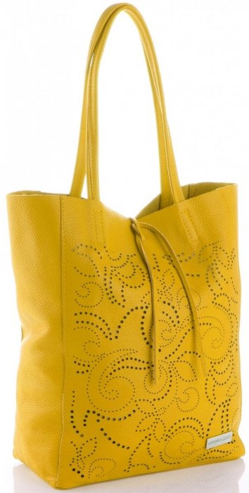 Kožené kabelka shopper bag Vittoria Gotti žlutá V299F