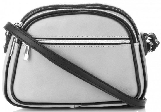Kožené kabelka listonoška Genuine Leather světle šedá 5100