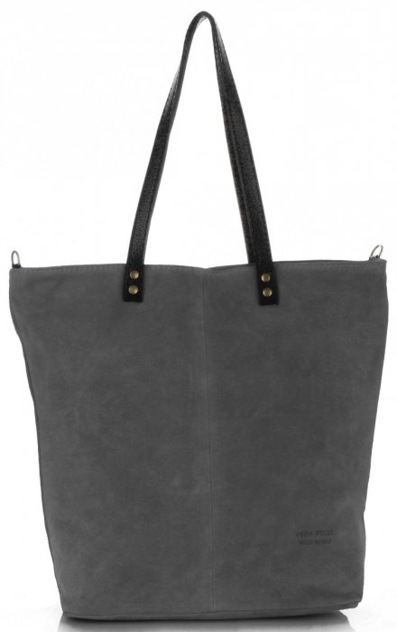 Kožené kabelka shopper bag Vera Pelle šedá 80041