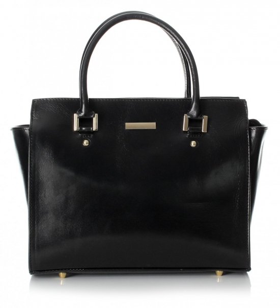 Kožené kabelka kufřík Genuine Leather černá 2222