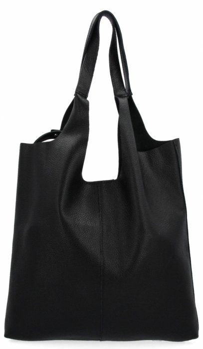 Italská Kožená Kabelka Shopper Bag s Kosmetickou 165 Černá