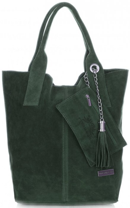 Kožené kabelka shopper bag Vittoria Gotti lahvově zelená V5190