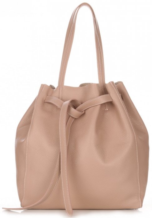 Kožené kabelka shopper bag Genuine Leather pudrová růžová 1158