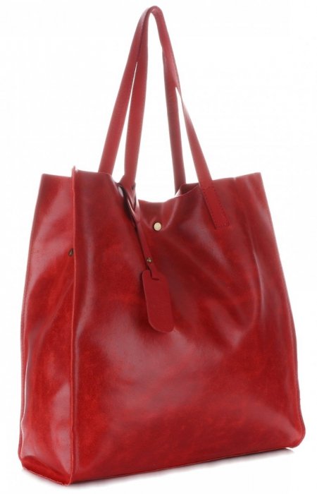 Kožené kabelka shopper bag Vera Pelle červená 205454