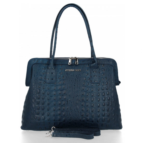 Kožené kabelka klasická Vittoria Gotti tmavě modrá V2397