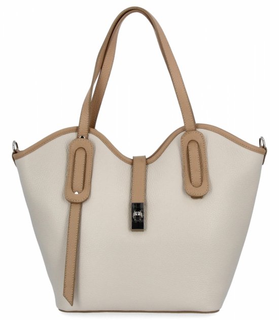 Kožené kabelka shopper bag Vittoria Gotti béžová 631