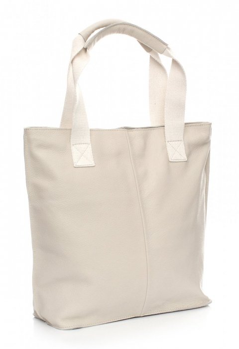 Módní kožená kabelka  - italská Shopper bag béžová