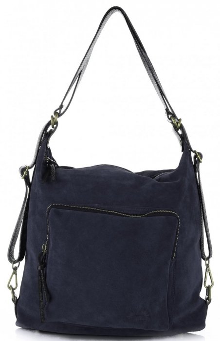 Kožené kabelka batůžek Vittoria Gotti tmavě modrá V1670C