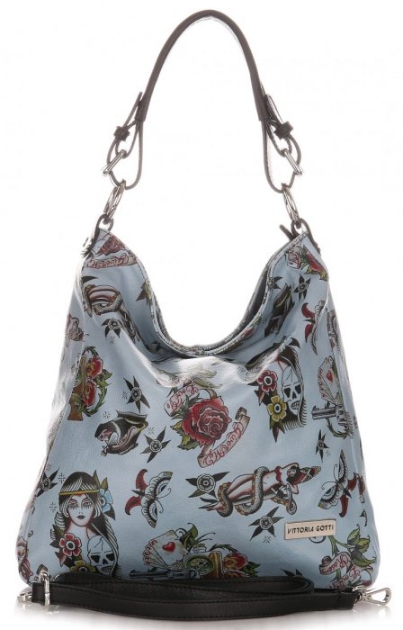 Bőr táska shopper bag Vittoria Gotti égszínkék V45