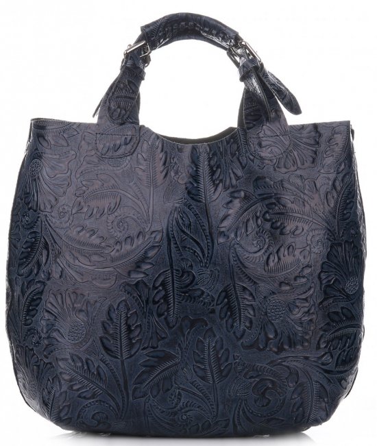 Bőr táska shopper bag Genuine Leather kék K216