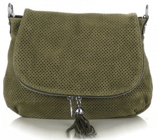 Bőr táska levéltáska Genuine Leather palackzöld A20E