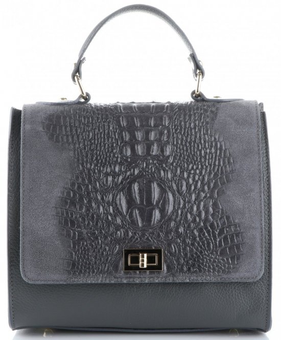 Bőr táska kuffer Genuine Leather szürke 295
