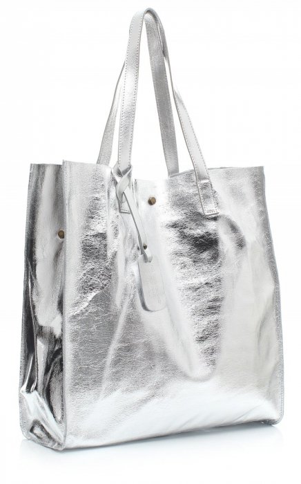 Bőr táska shopper bag Vera Pelle ezüst 205454