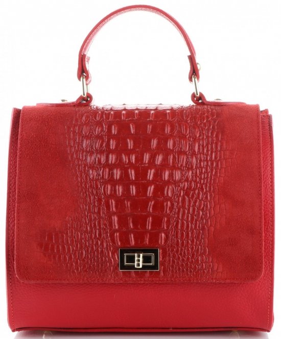 Bőr táska kuffer Genuine Leather piros 295
