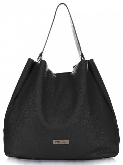 Bőr táska shopper bag Vittoria Gotti fekete V230