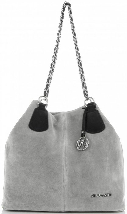 Bőr táska shopper bag Vittoria Gotti világosszürke V3081