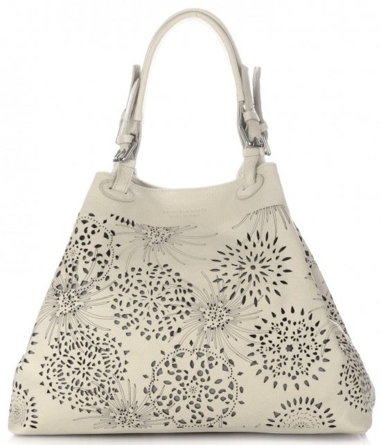 Bőr táska shopper bag Vittoria Gotti bézs V8913