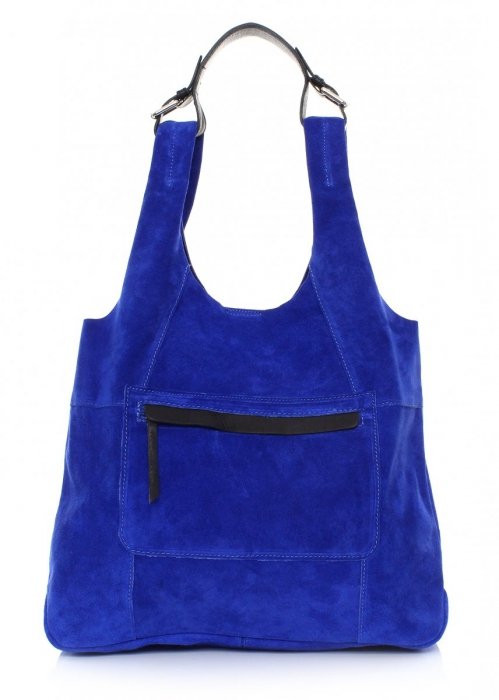 Bőr táska shopper bag Genuine Leather kék 8023