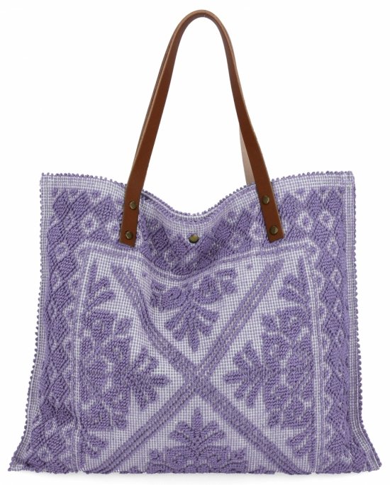 Olasz Shopper Táska Divatos Mintákkal 5887 Világoslila