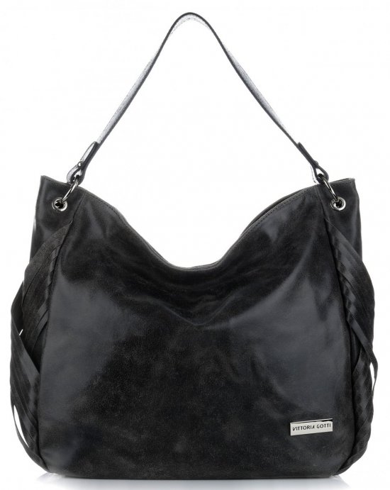 Bőr táska shopper bag Vittoria Gotti fekete V8818