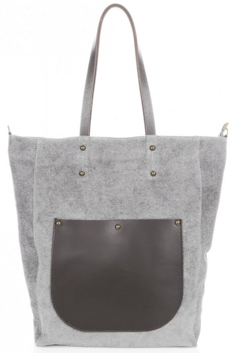 Bőr táska univerzális Genuine Leather világosszürke 808036