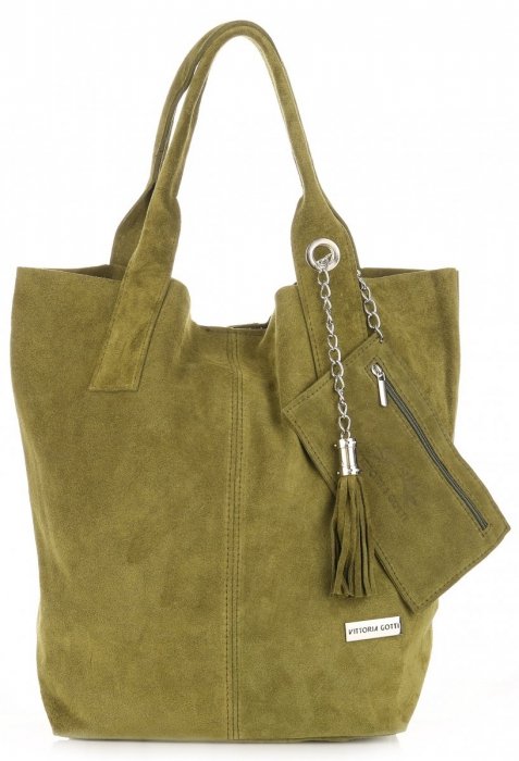 Bőr táska shopper bag Vittoria Gotti zöld V5190