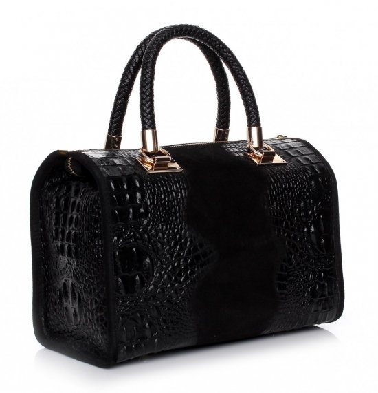 Bőr táska kuffer Genuine Leather fekete A4