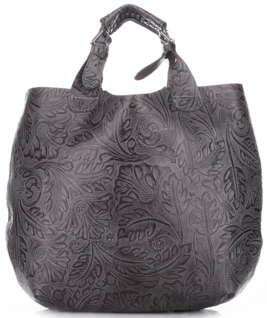 Bőr táska shopper bag Genuine Leather szürke K216