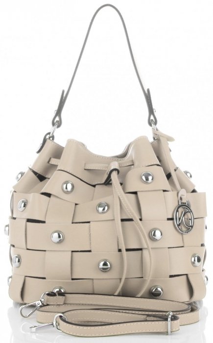 Bőr táska shopper bag Vittoria Gotti bézs V5867