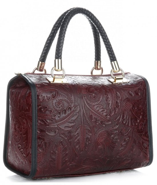 Bőr táska kuffer Genuine Leather bordó 214E