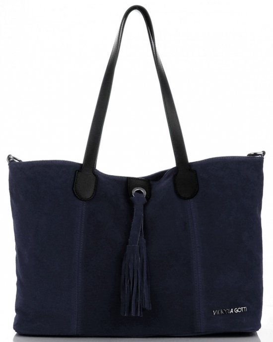 Bőr táska shopper bag Vittoria Gotti tengerkék V3076