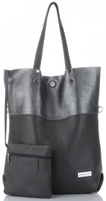 Bőr táska shopper bag Vittoria Gotti szürke V6538