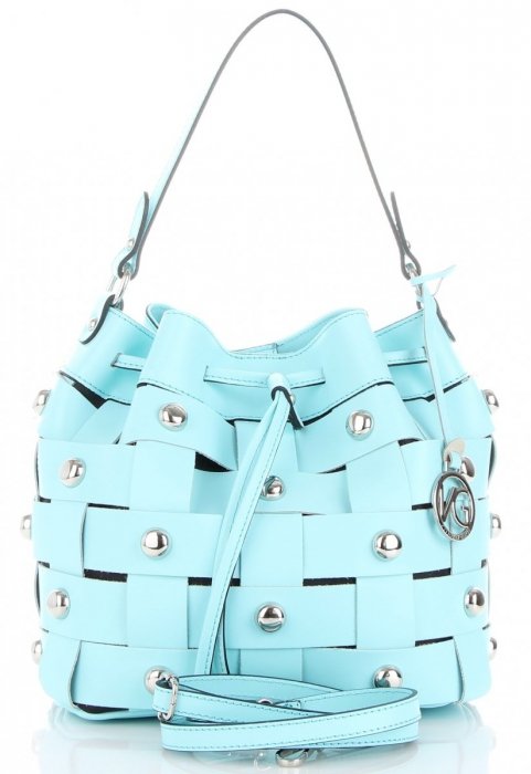 Bőr táska shopper bag Vittoria Gotti türkizkék V5867