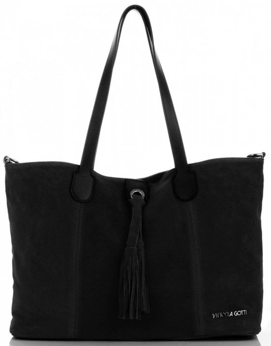 Bőr táska shopper bag Vittoria Gotti fekete V3076