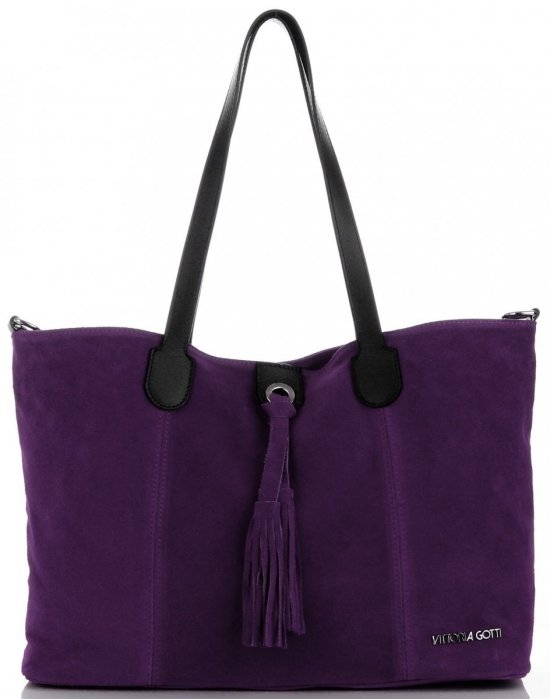 Bőr táska shopper bag Vittoria Gotti ibolya V3076
