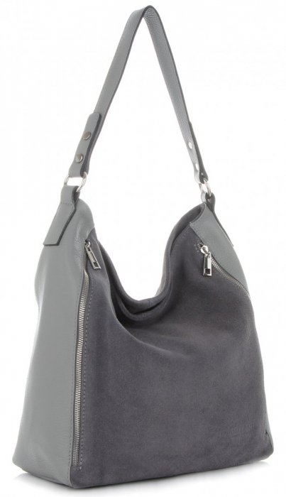 Bőr táska shopper bag Vittoria Gotti világosszürke V3368