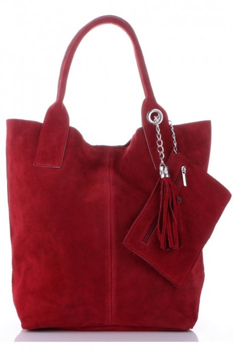 Bőr táska shopper bag Genuine Leather bordó 801